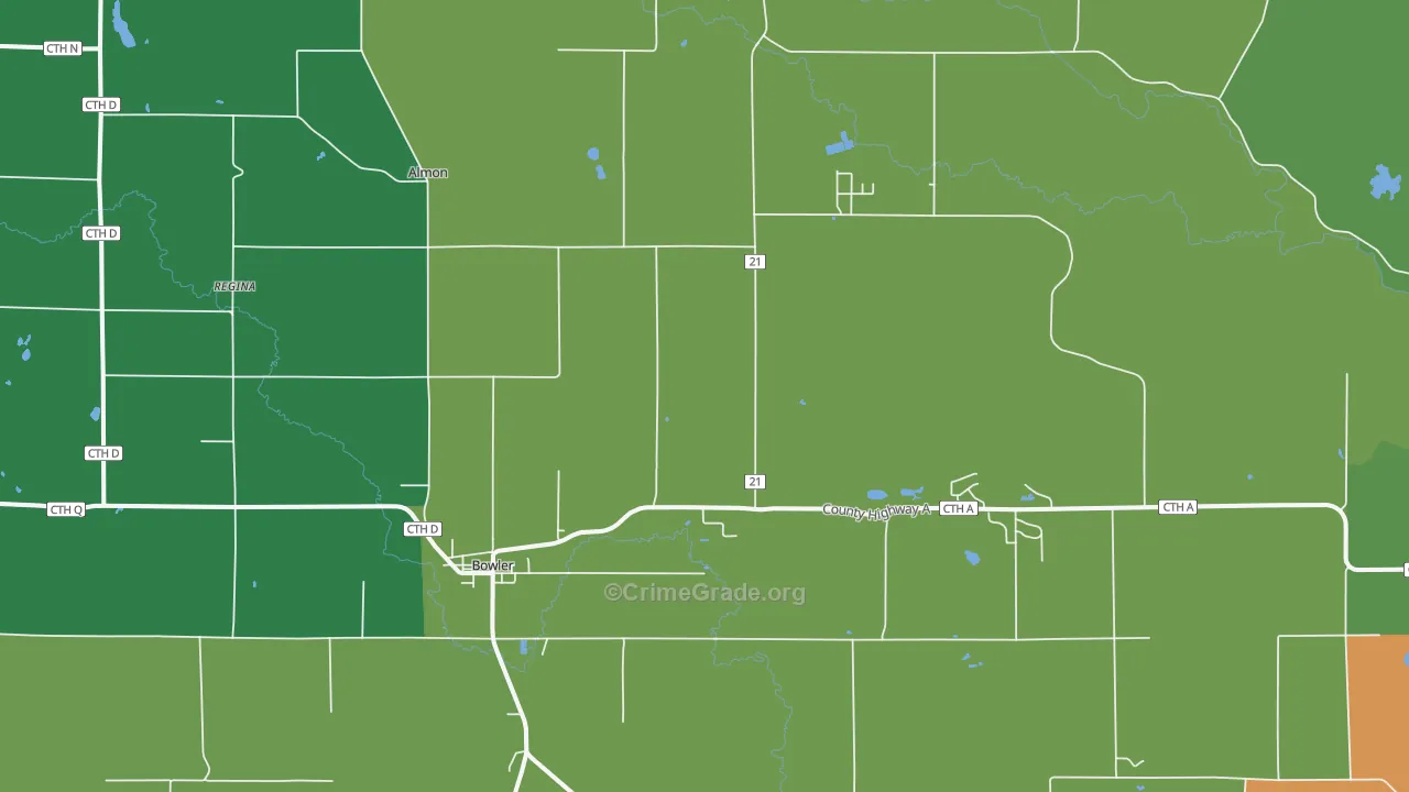 54416, WI Map of Vehicle Theft Rates