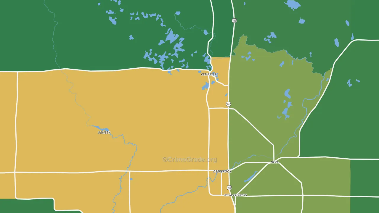 54424, WI Map of Vehicle Theft Rates