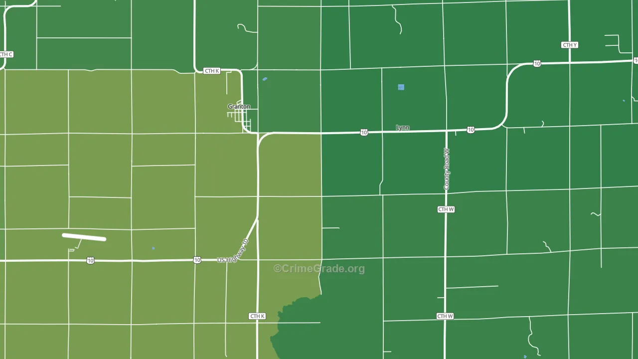 54436, WI Map of Vehicle Theft Rates
