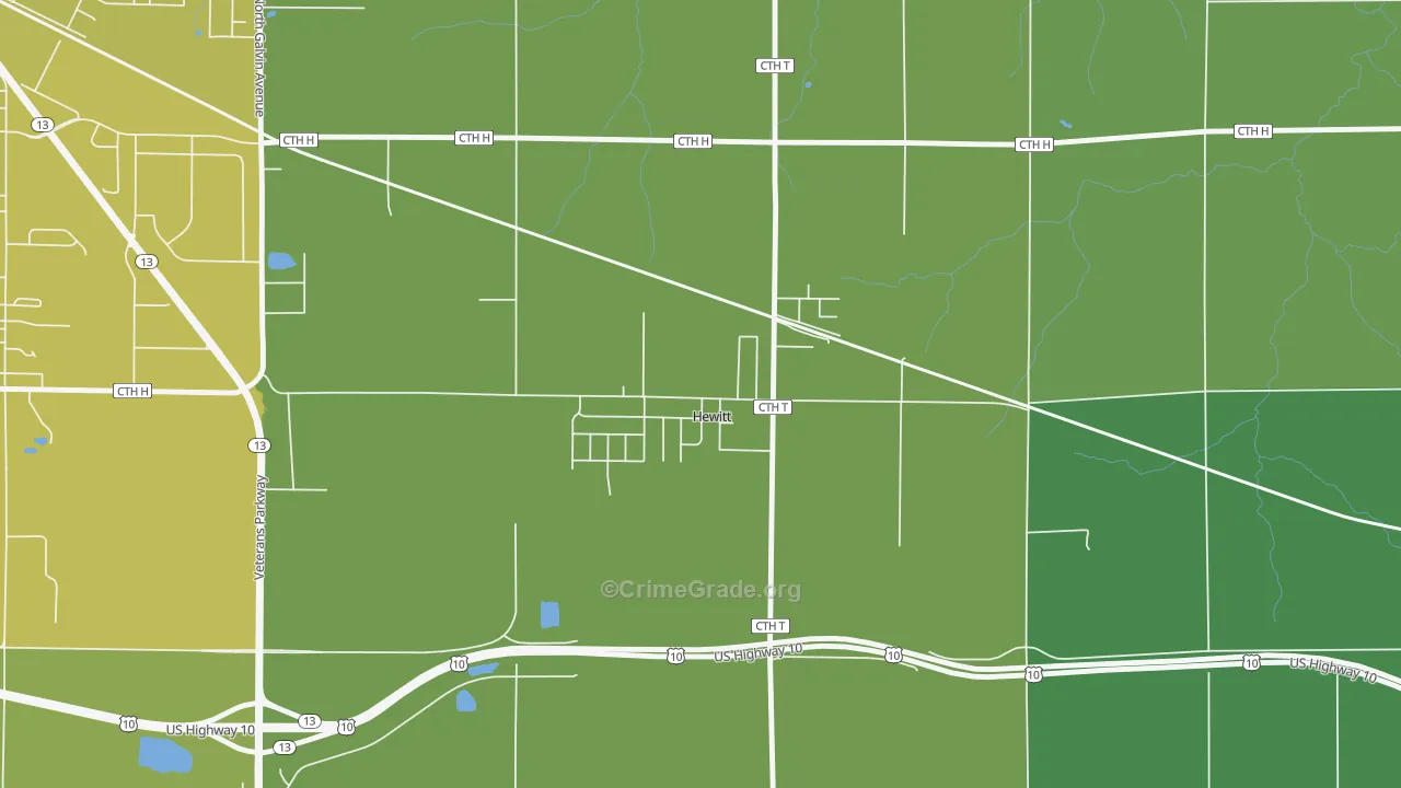 54441, WI Map of Vehicle Theft Rates