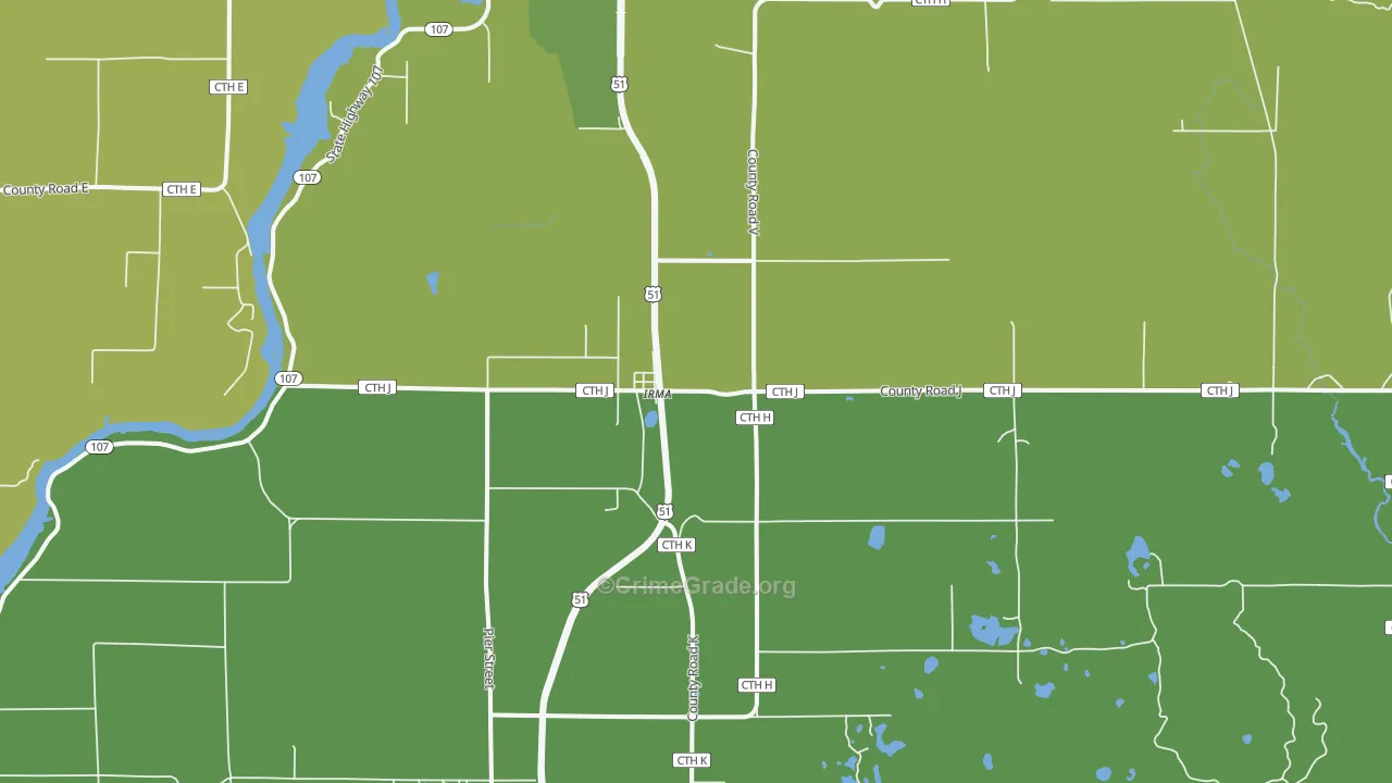 54442, WI Map of Vehicle Theft Rates