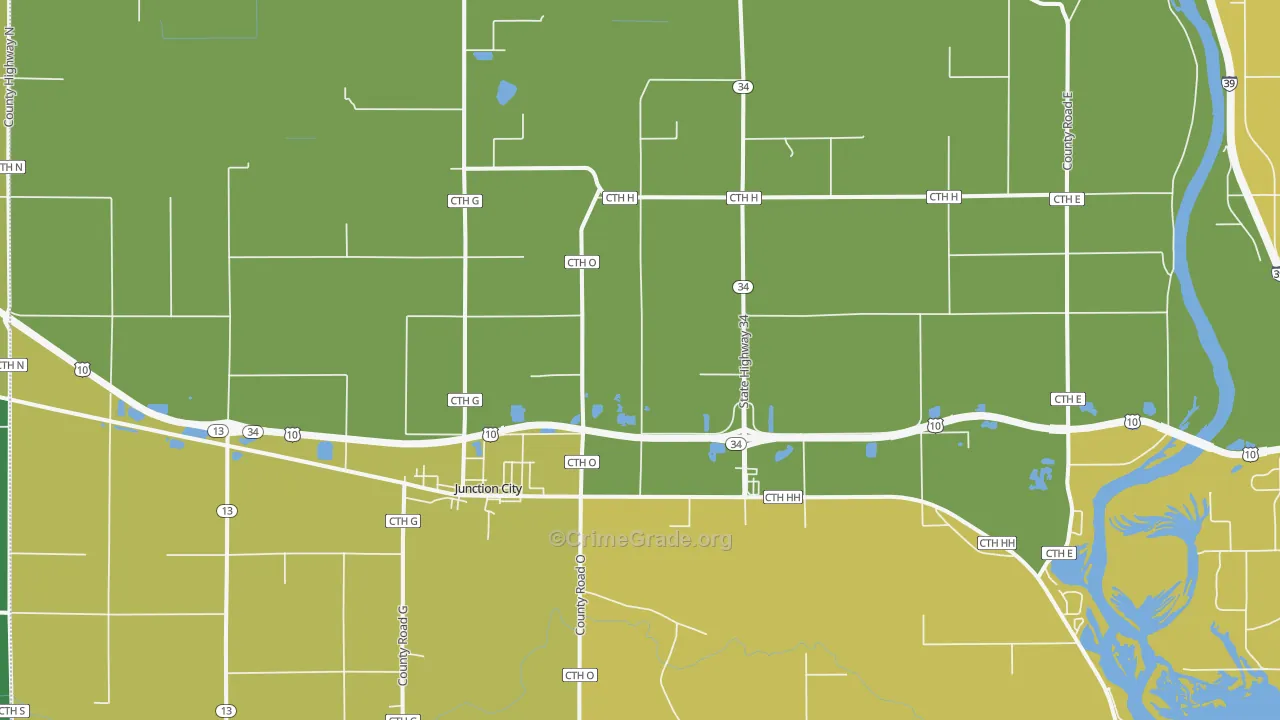 54443, WI Map of Vehicle Theft Rates