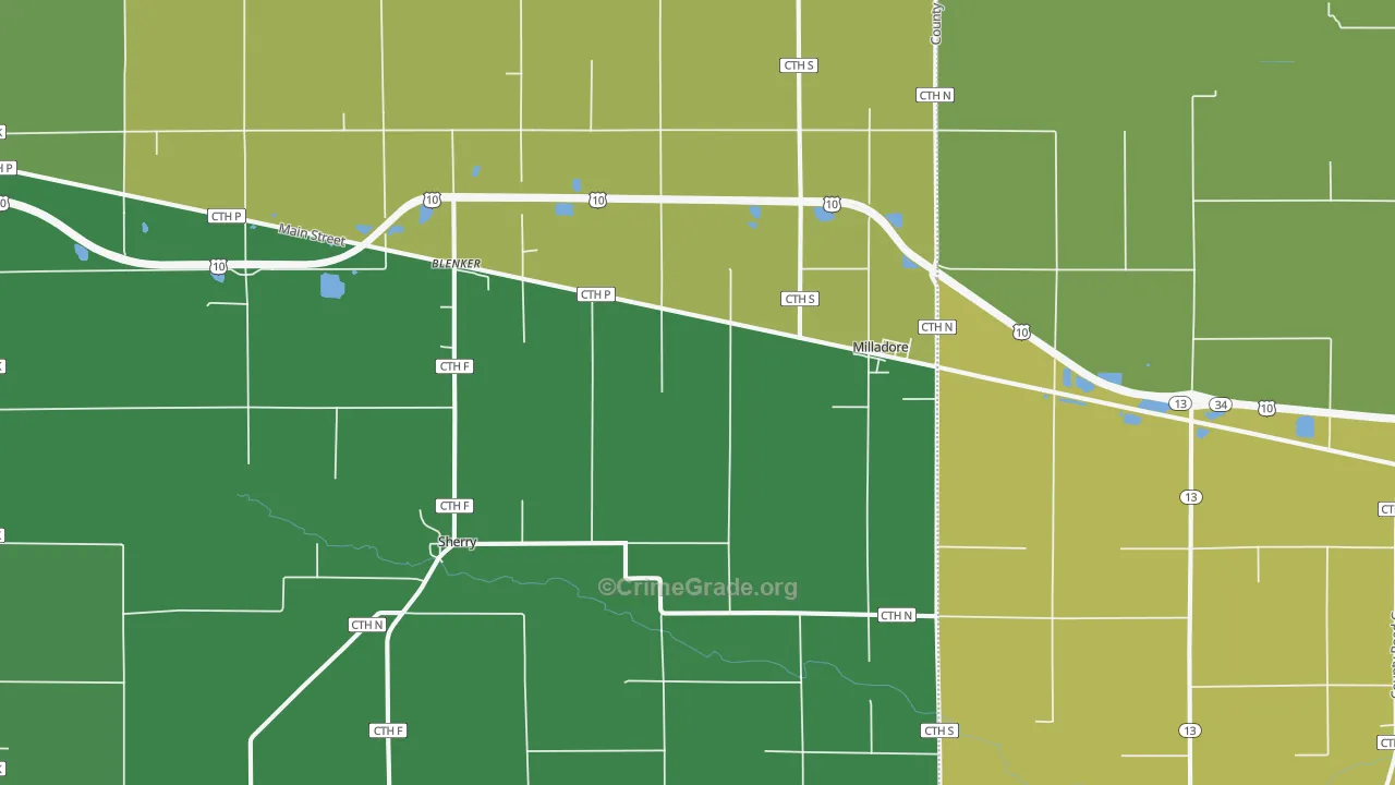 54454, WI Map of Vehicle Theft Rates