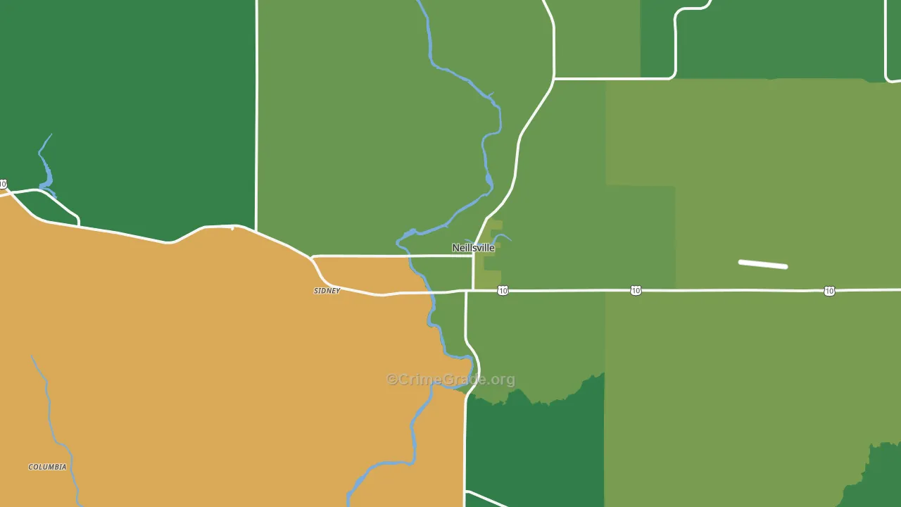 54456, WI Map of Vehicle Theft Rates