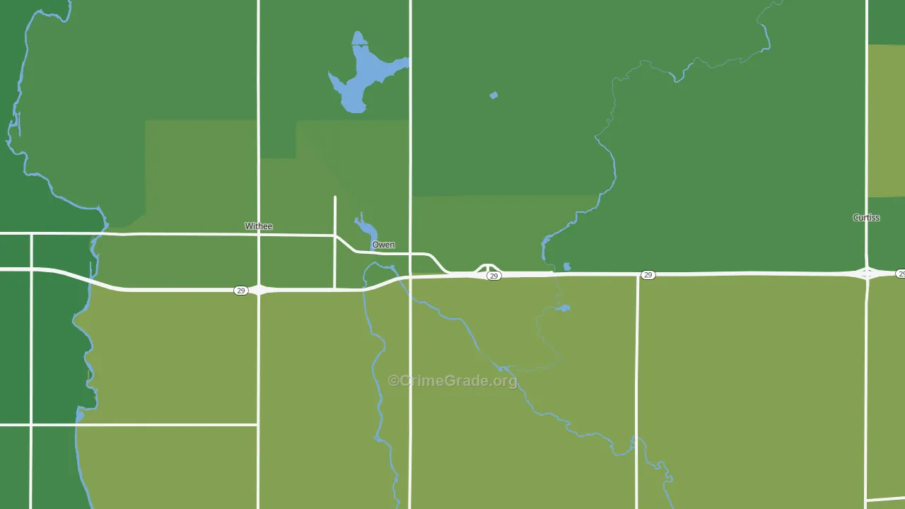 54460, WI Map of Vehicle Theft Rates