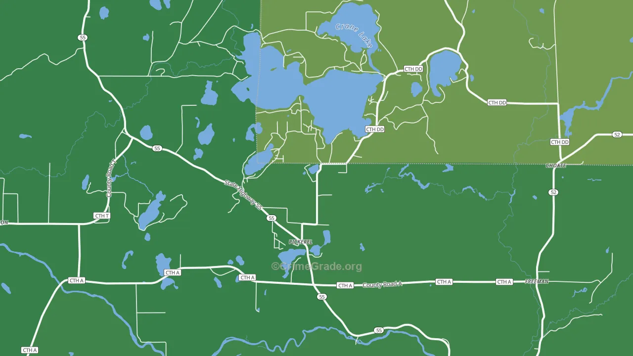 54465, WI Map of Vehicle Theft Rates