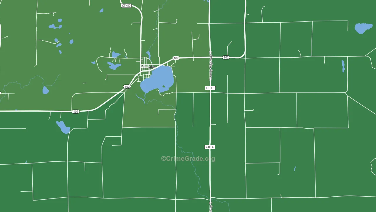 54470, WI Map of Vehicle Theft Rates