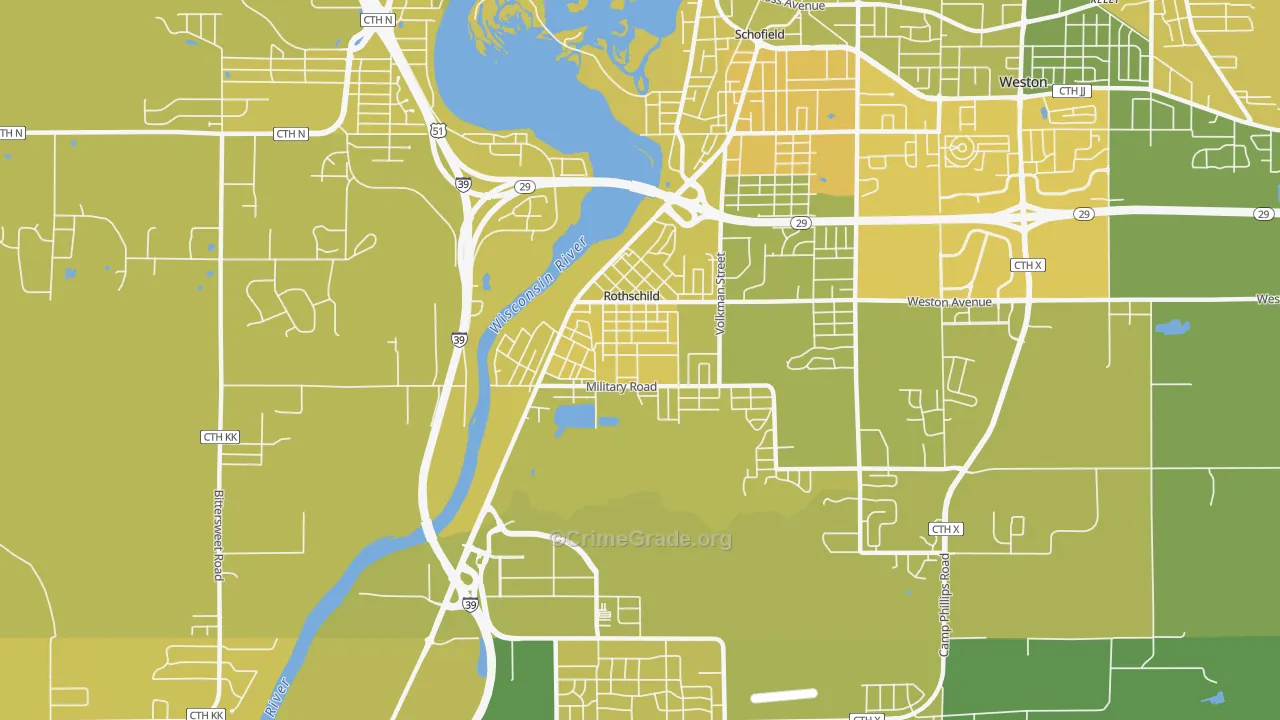 54474, WI Map of Vehicle Theft Rates