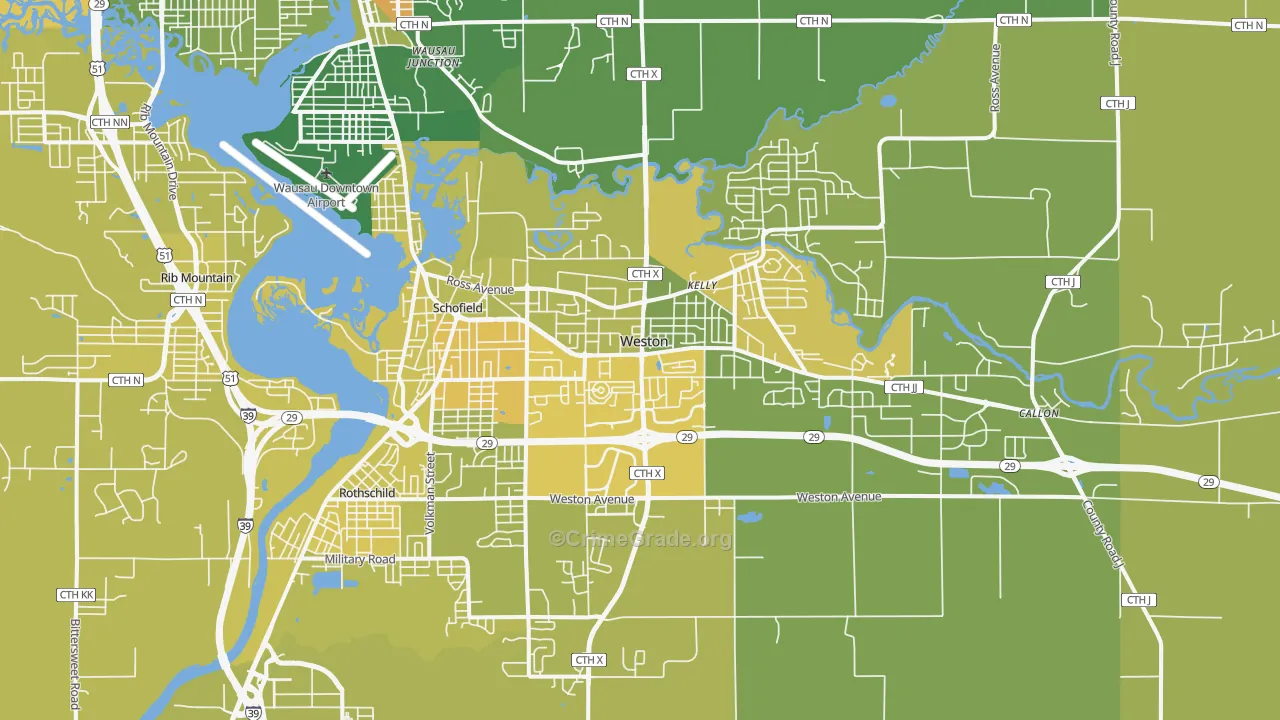 54476, WI Map of Vehicle Theft Rates