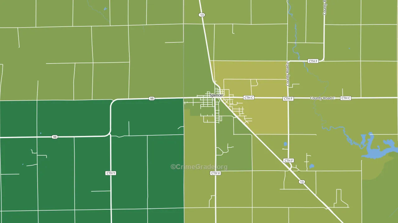 54479, WI Map of Vehicle Theft Rates