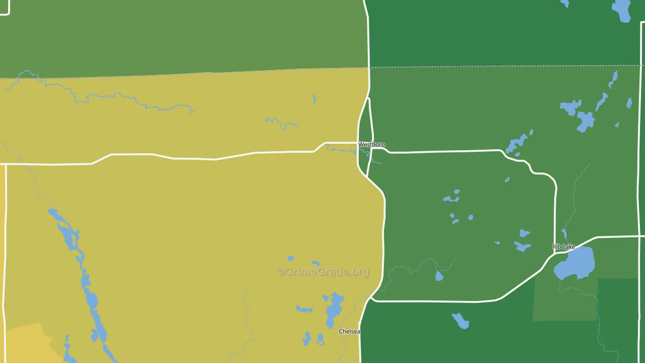 54490, WI Map of Vehicle Theft Rates