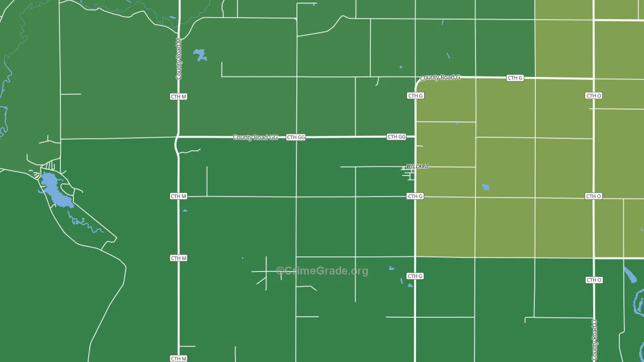 54493, WI Map of Vehicle Theft Rates
