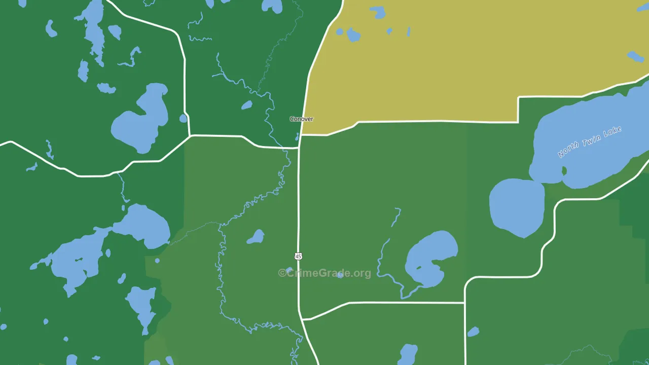 54519, WI Map of Vehicle Theft Rates