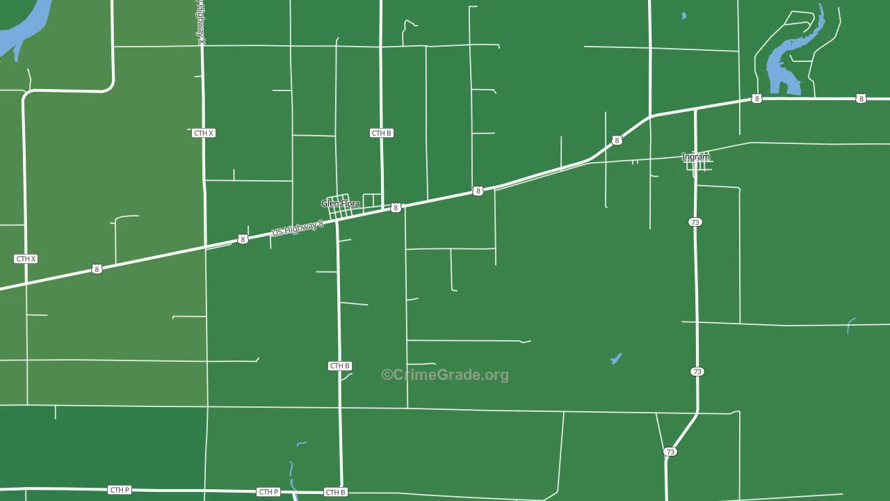 54526, WI Map of Vehicle Theft Rates