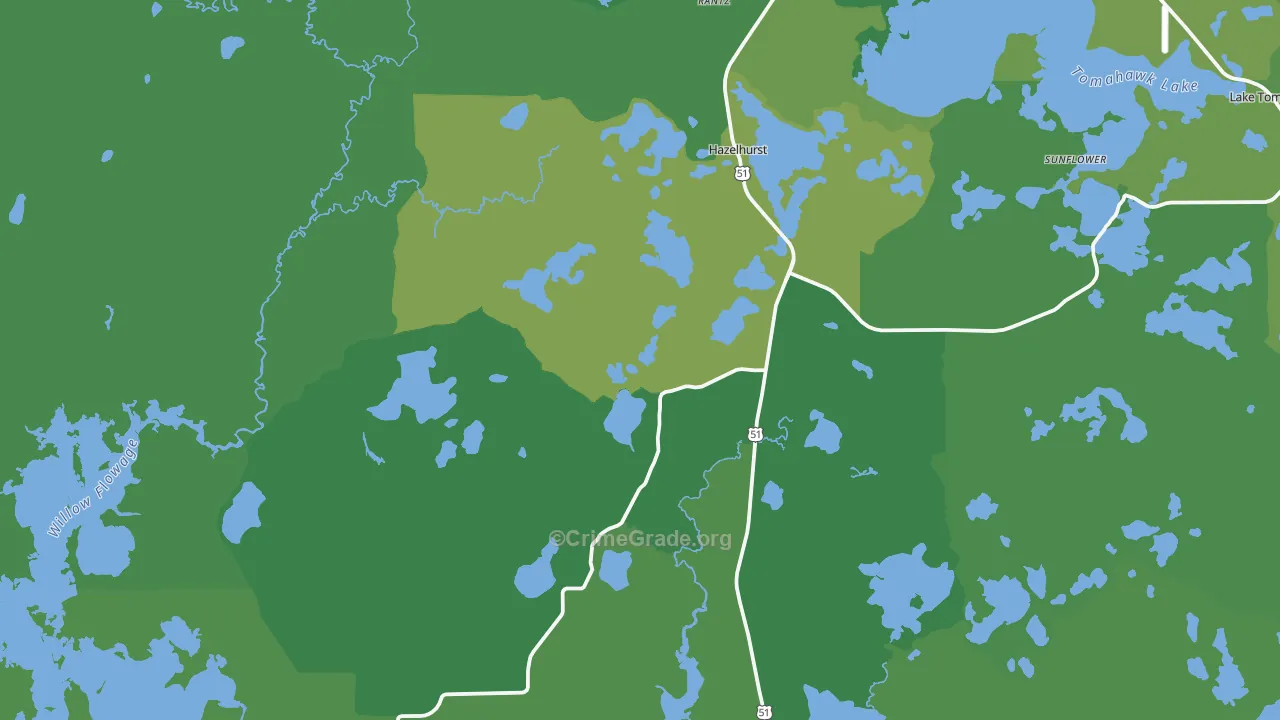 54531, WI Map of Vehicle Theft Rates
