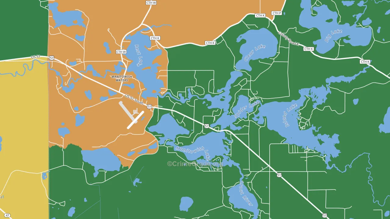 54545, WI Map of Vehicle Theft Rates