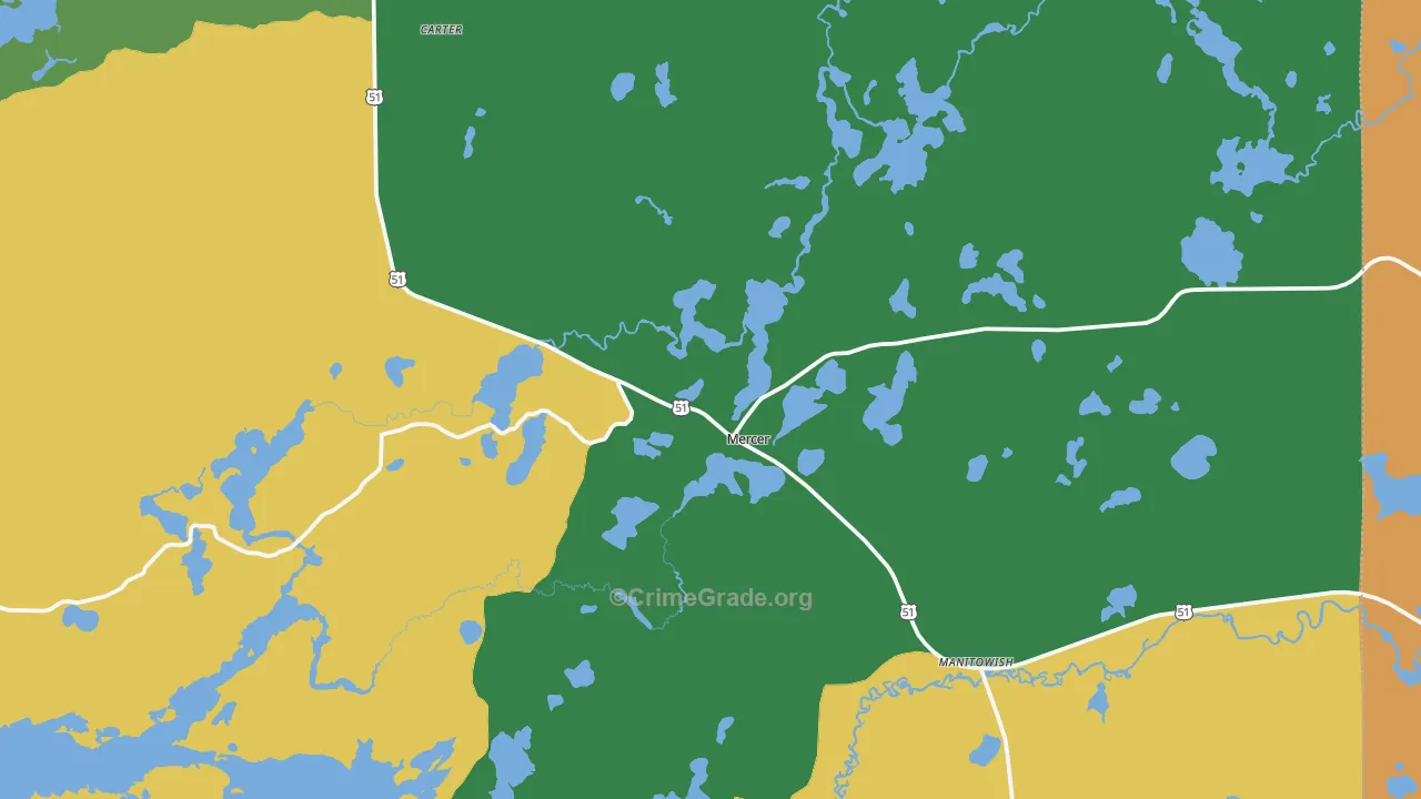 54547, WI Map of Vehicle Theft Rates