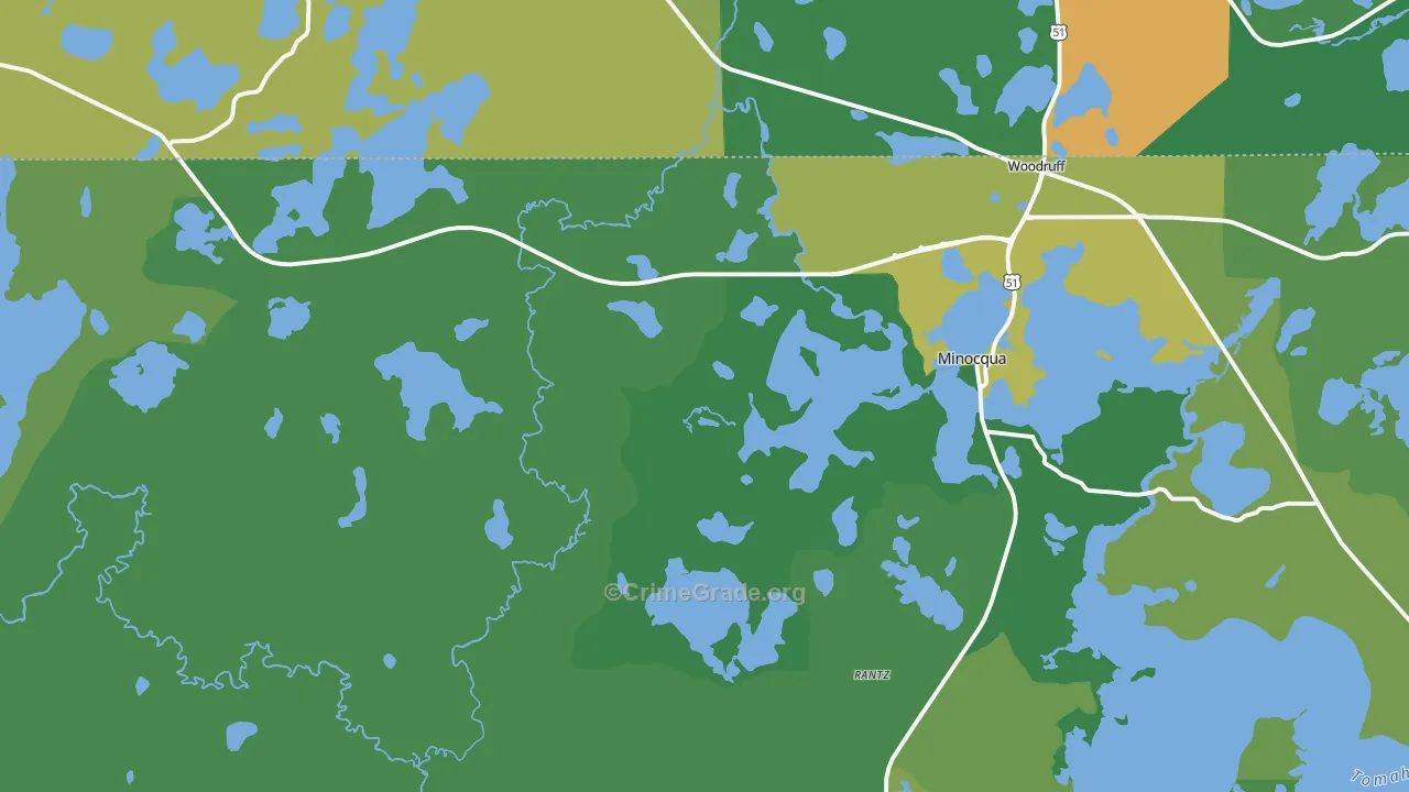 54548, WI Map of Vehicle Theft Rates