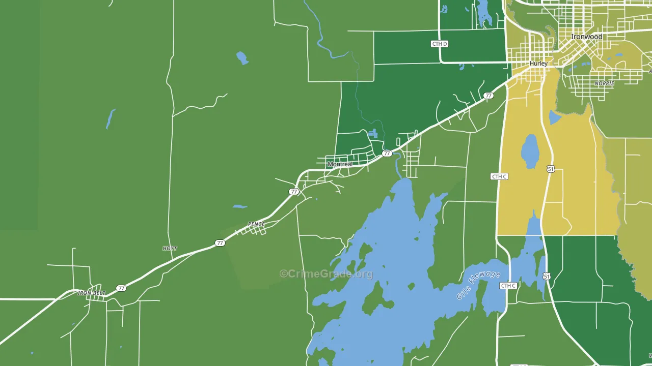 54550, WI Map of Vehicle Theft Rates