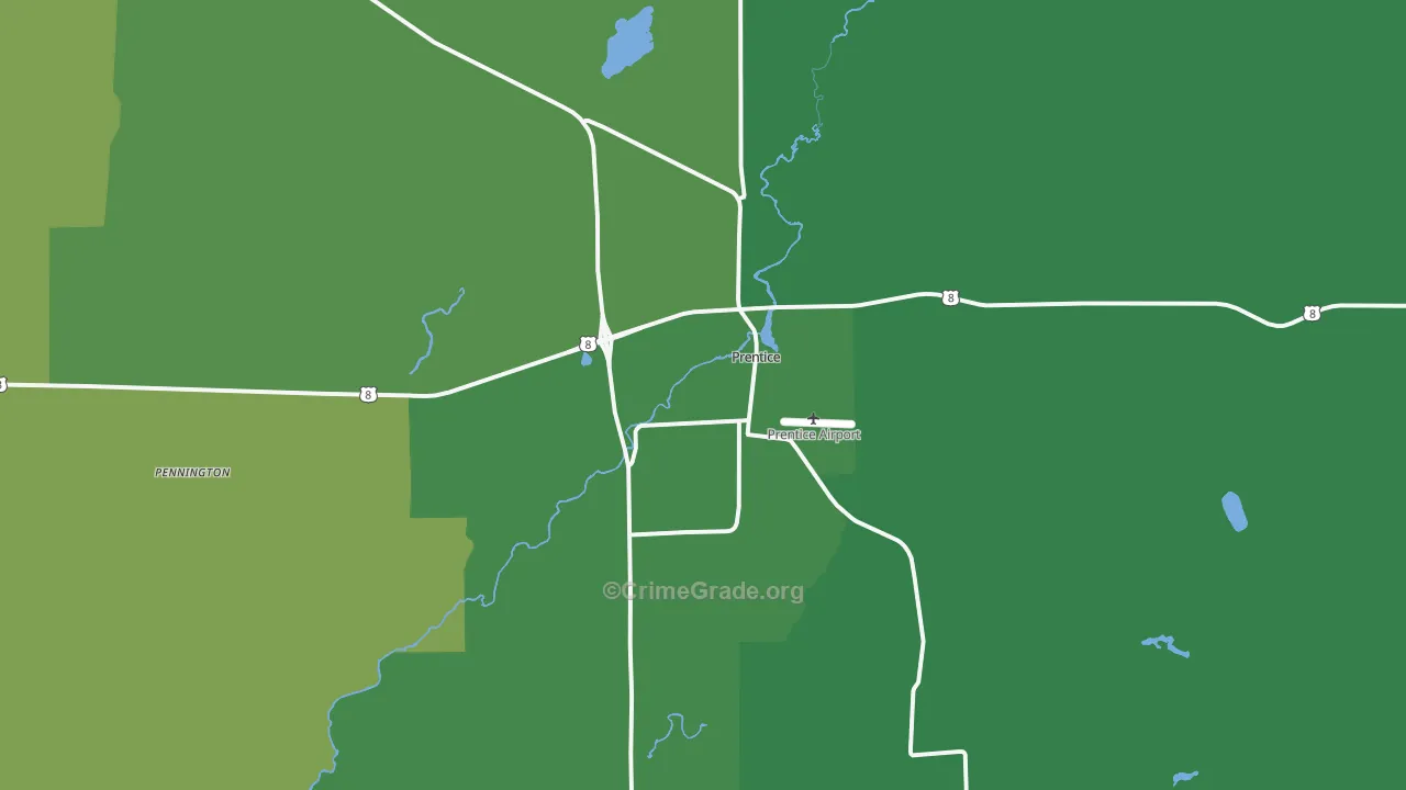 54556, WI Map of Vehicle Theft Rates