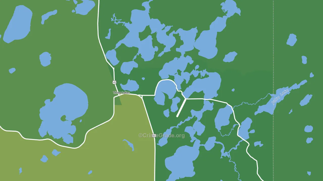 54562, WI Map of Vehicle Theft Rates