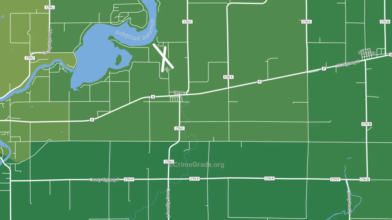 54563, WI Map of Vehicle Theft Rates