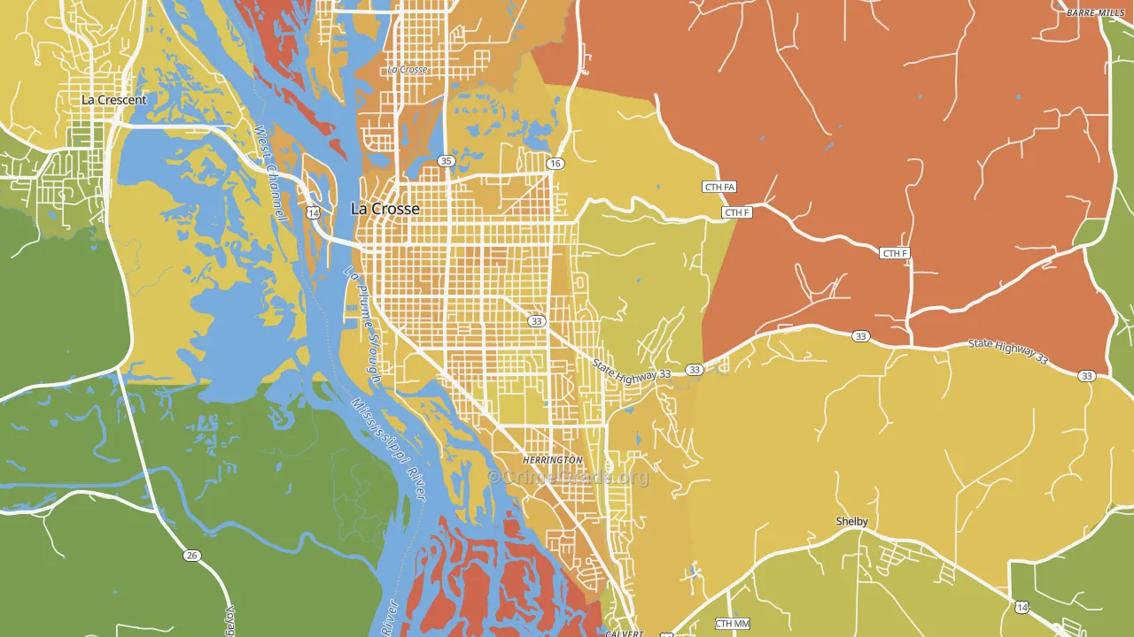 54601, WI Map of Vehicle Theft Rates