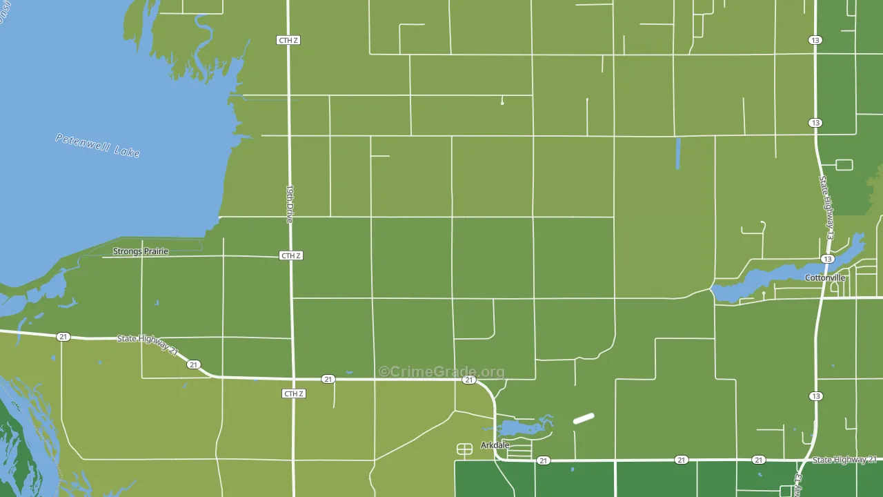 54613, WI Map of Vehicle Theft Rates