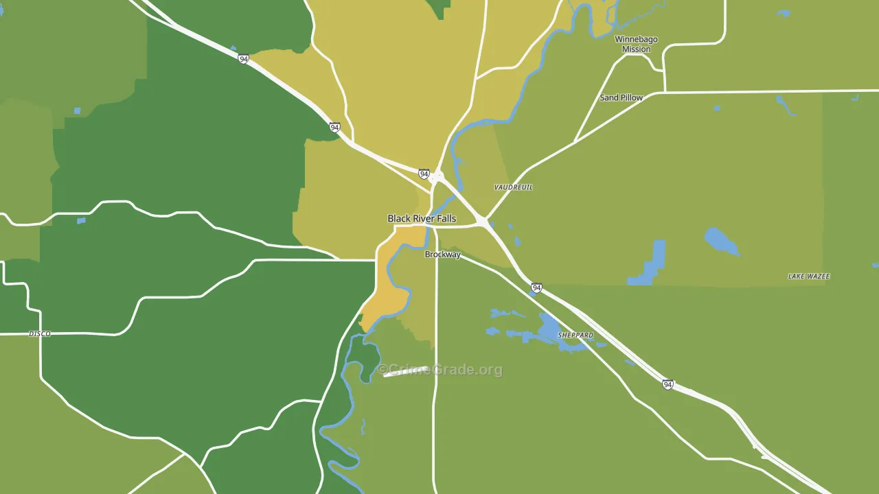 54615, WI Map of Vehicle Theft Rates