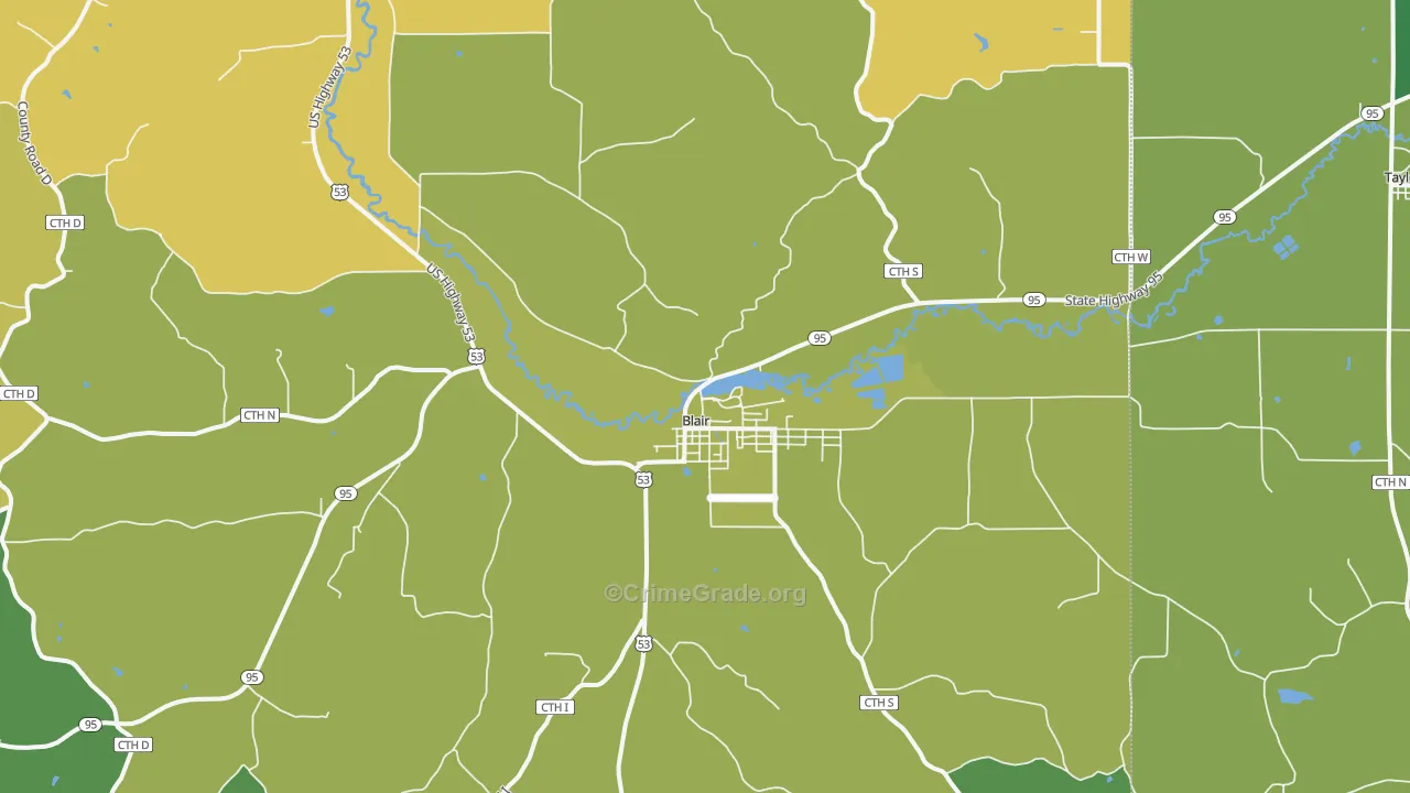 54616, WI Map of Vehicle Theft Rates