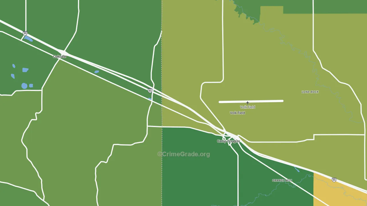 54618, WI Map of Vehicle Theft Rates