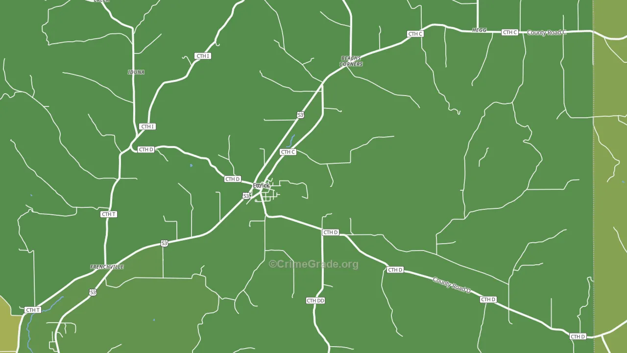 54627, WI Map of Vehicle Theft Rates