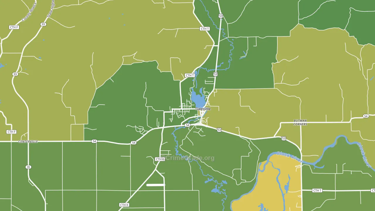 54630, WI Map of Vehicle Theft Rates