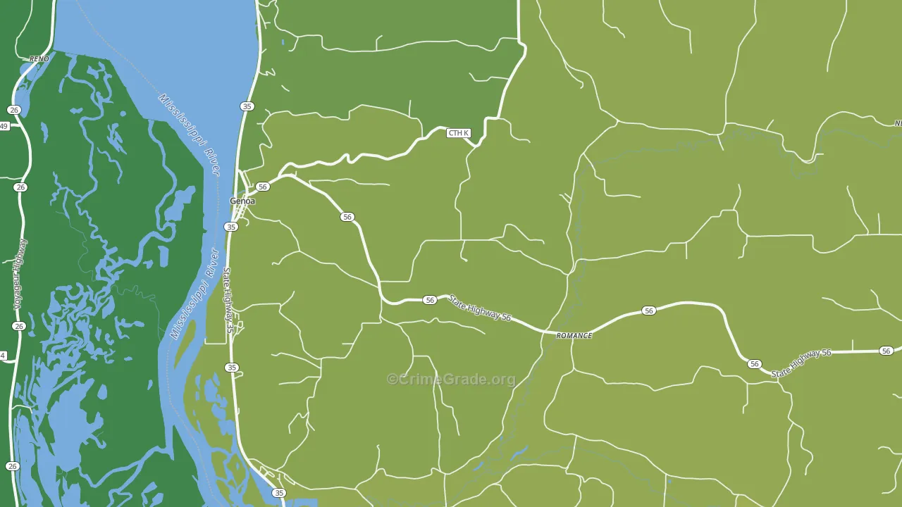 54632, WI Map of Vehicle Theft Rates
