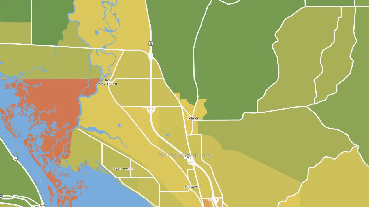 54636, WI Map of Vehicle Theft Rates