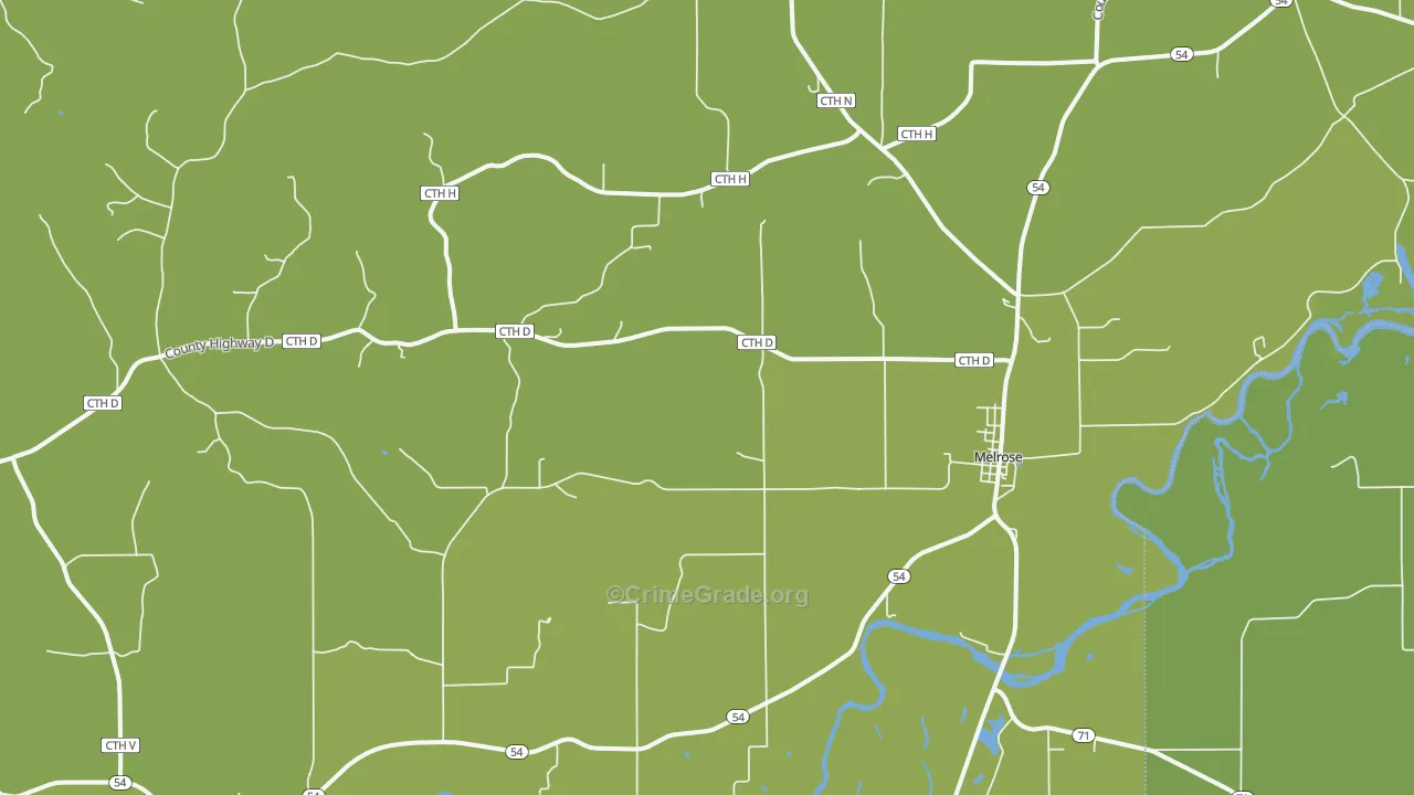 54642, WI Map of Vehicle Theft Rates