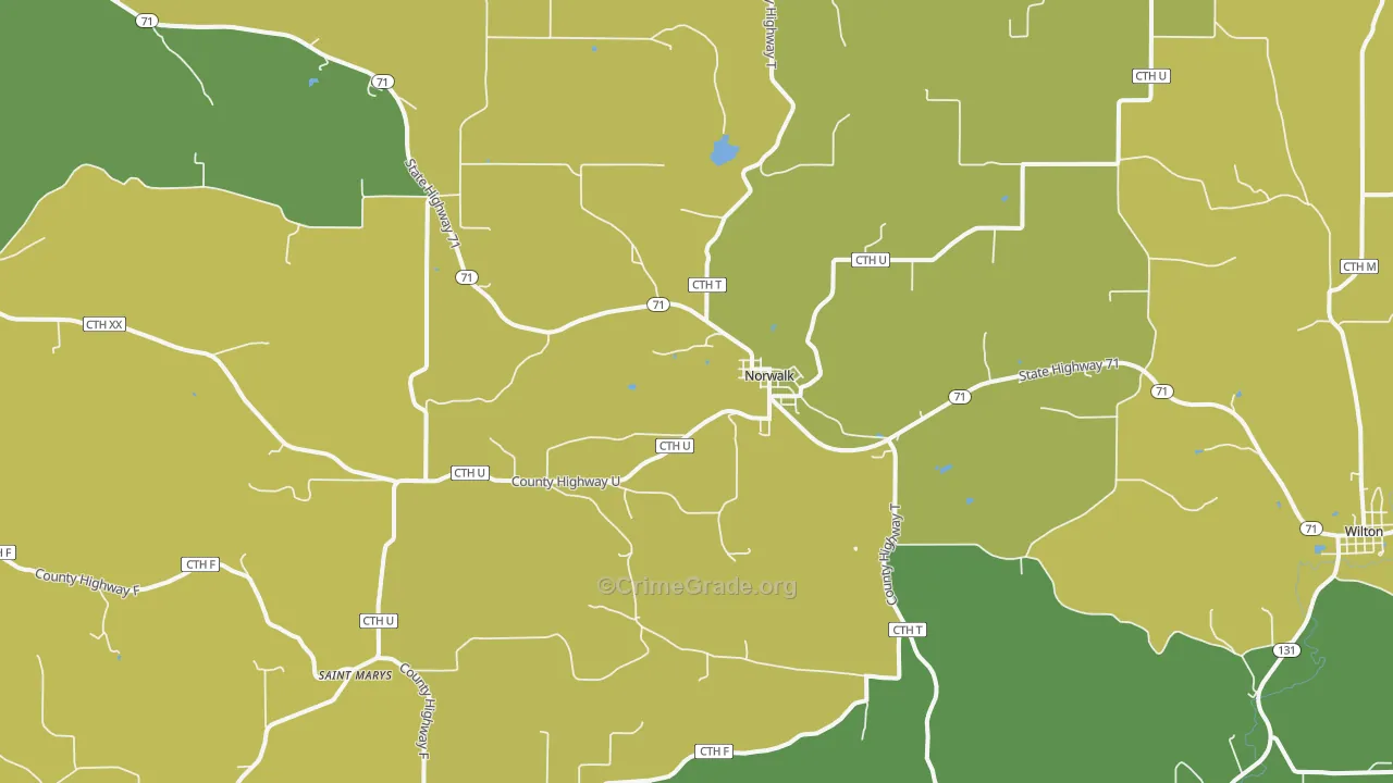 54648, WI Map of Vehicle Theft Rates