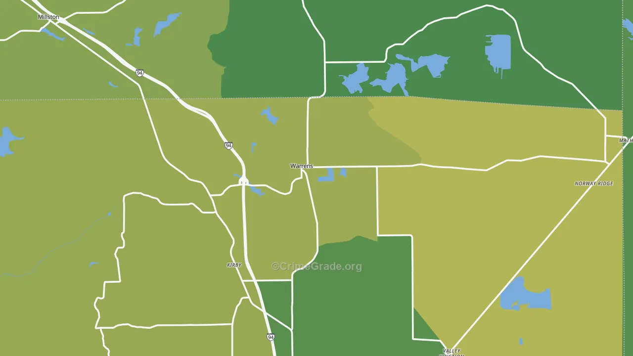 54666, WI Map of Vehicle Theft Rates