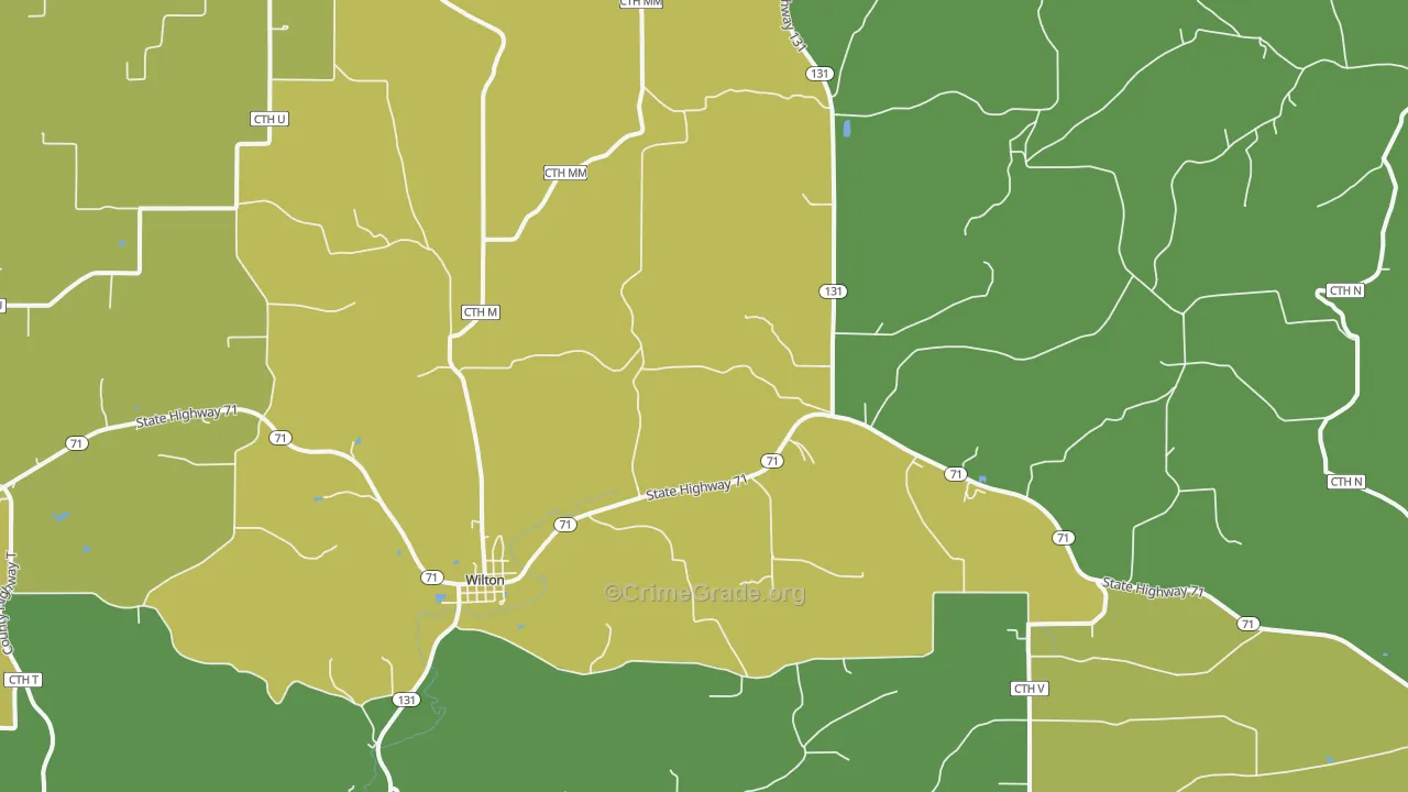 54670, WI Map of Vehicle Theft Rates