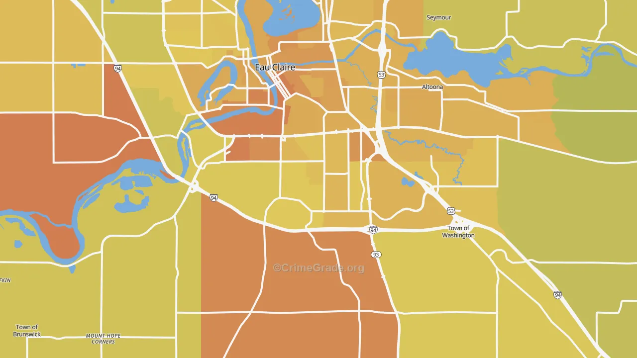 54701, WI Map of Vehicle Theft Rates