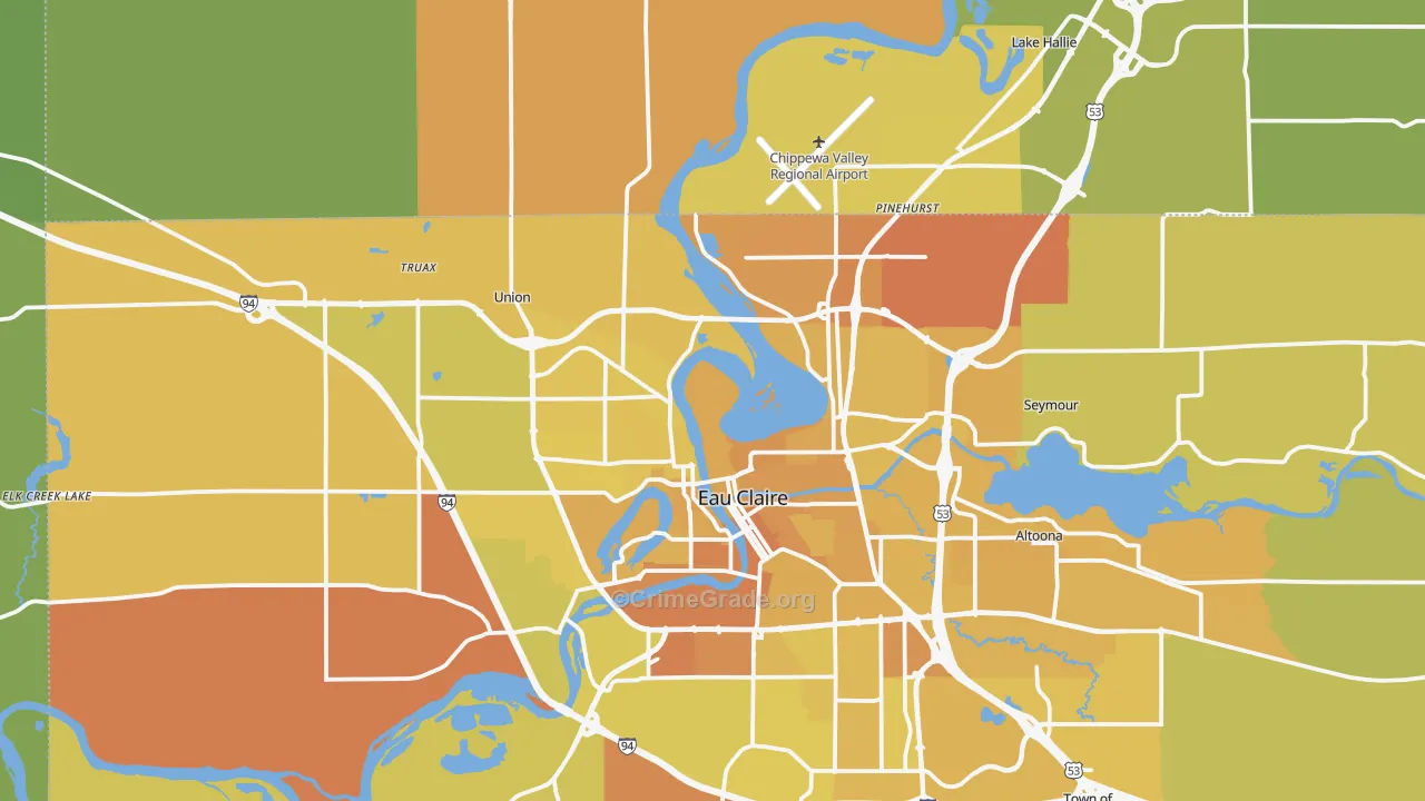 54703, WI Map of Vehicle Theft Rates