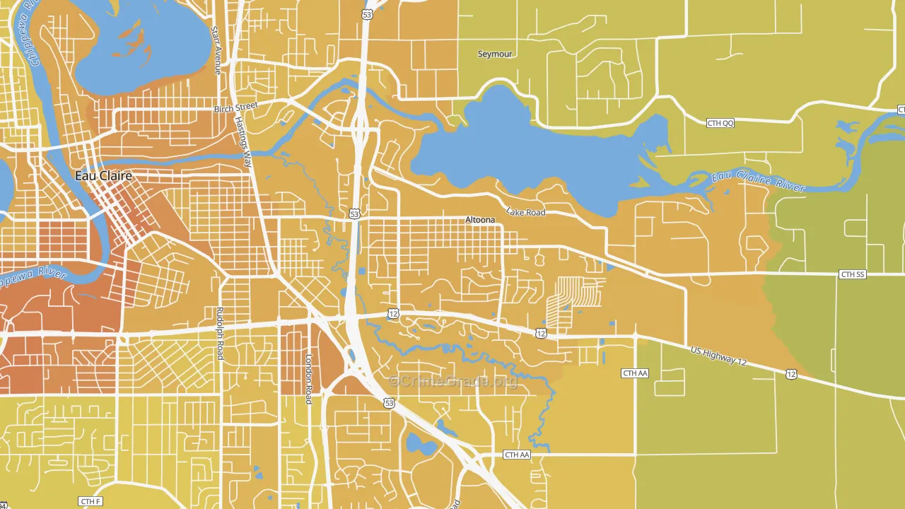 54720, WI Map of Vehicle Theft Rates