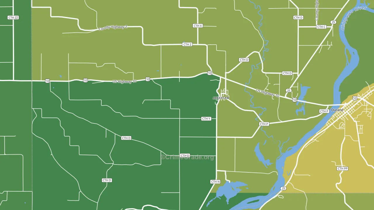 54721, WI Map of Vehicle Theft Rates