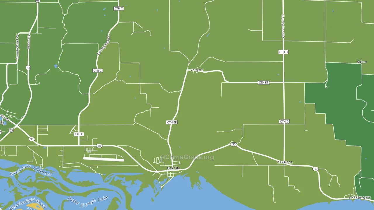 54723, WI Map of Vehicle Theft Rates