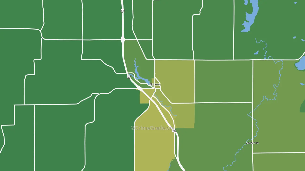 54724, WI Map of Vehicle Theft Rates
