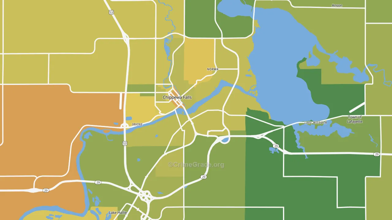 54729, WI Map of Vehicle Theft Rates