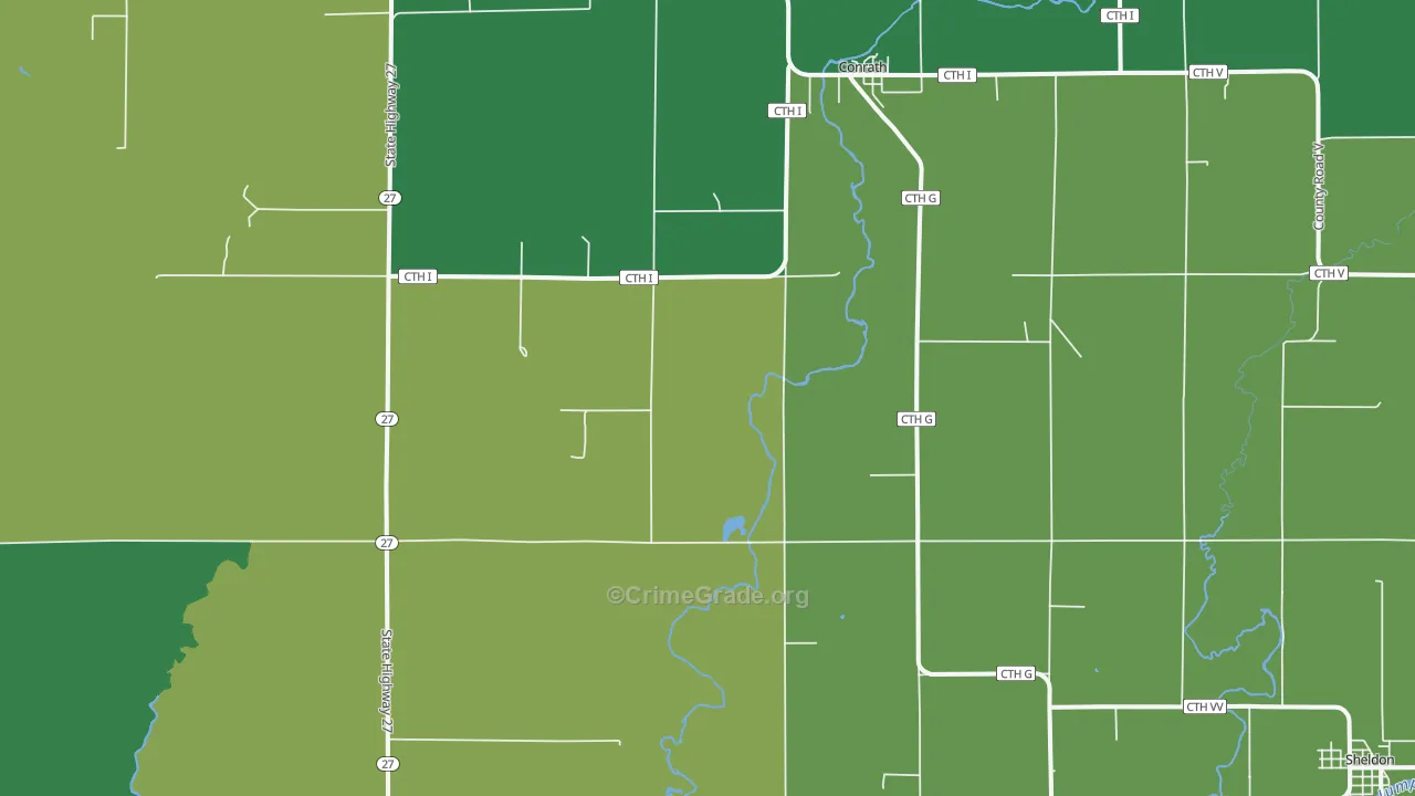 54731, WI Map of Vehicle Theft Rates