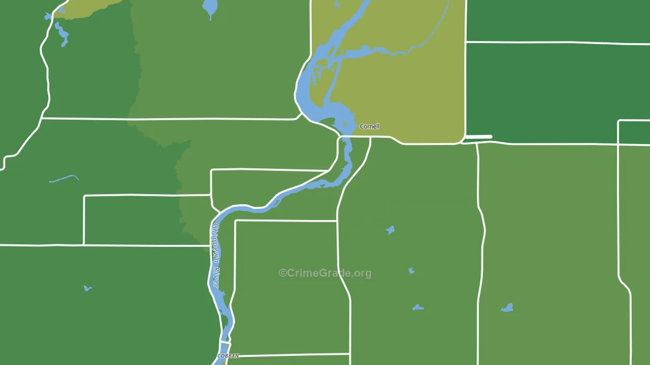 54732, WI Map of Vehicle Theft Rates