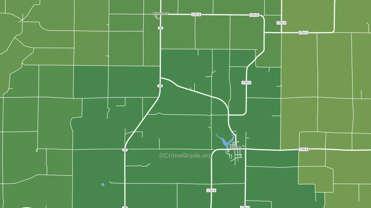 54733, WI Map of Vehicle Theft Rates