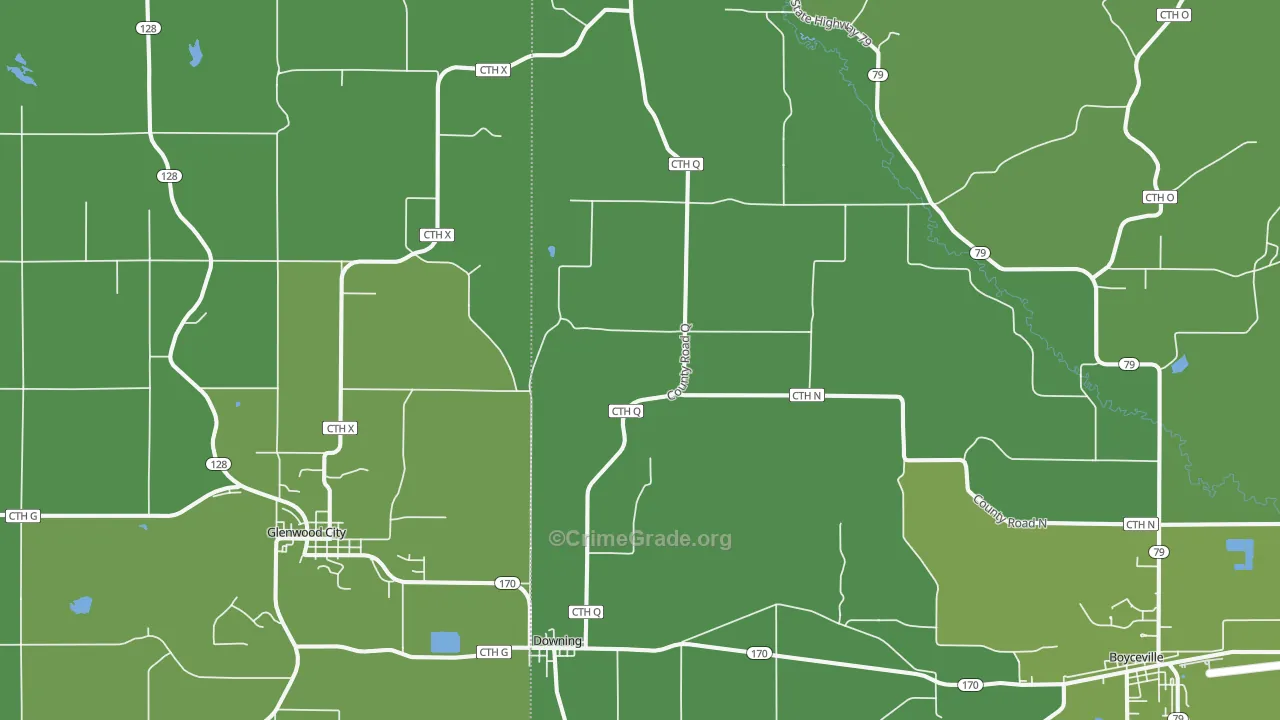 54734, WI Map of Vehicle Theft Rates